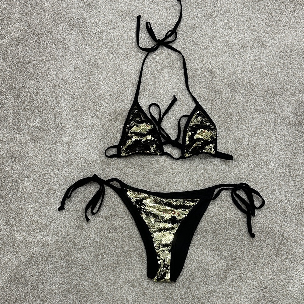 ASOS Black and Gold Sequin Bikini